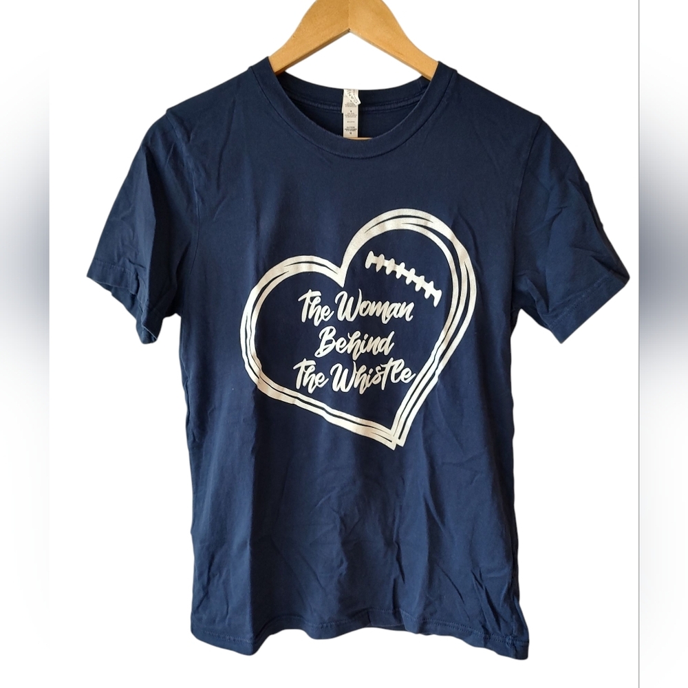 Bella & Canvas Navy Blue Short Sleeve The Woman Behind the Whistle T-shirt M